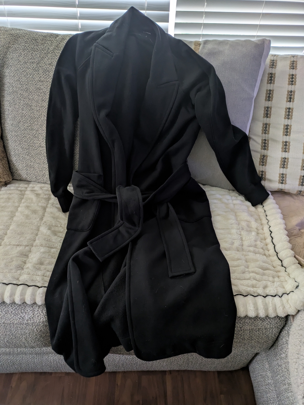 Express Black Long Sleeve Tie-Waist Wrap Dress Coat